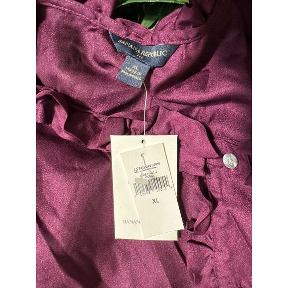 Banana Republic Purple Ruffle Hem Button Up Sleeveless Top Size XL NWT - Picture 3 of 3